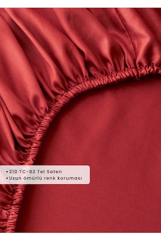 Bella Maison Premium Tencel King Size Lastikli Saten Çarşaf Bordo 180x200x35 Cm Bordo