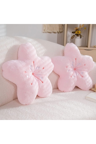 Springsun Pembe Pamuklu Kiraz Desenli Dekoratif Yastık - 45cm X 45cm, 350g, Koltuk/ev Dekoru Pembe