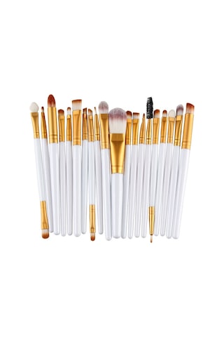 Cbtx Ahşap Saplı Makyaj Fırça Seti Altın - Beyaz 20'li