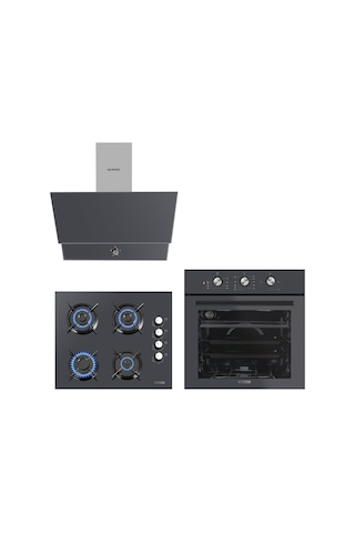 Kumtel B66-S2 MT - KO-40TAHDF - DA6-830 Dizayn Antrasit Cam Ankastre Set