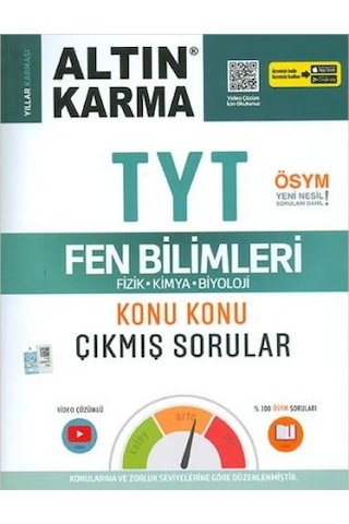 TYT Fen Bilimleri Fizik-Kimya-Biyoloji Konu Konu Çıkmış Sorular - Altın Karma Yayınları