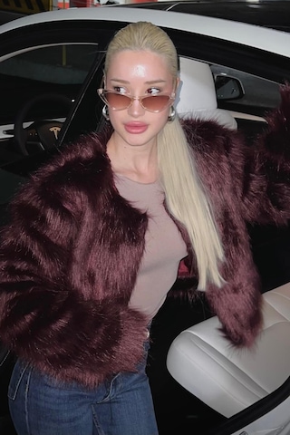 Madmext Bordo Bisiklet Yaka Kadın Suni Kürk Mont Mg2176 Bordo