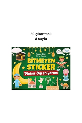 Dinimi Öğreniyorum Bitmeyen Sticker Defteri 50 Çıkartmalı 8 Sayfa Yeşil