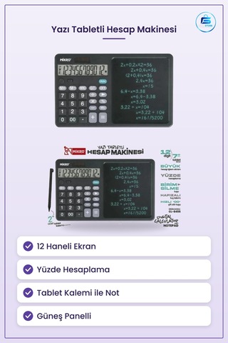 Yazı Tabletli Hesap Makinesi Haneli Güneşli Ofis Okul Masa Üstü Y Çok Renkli