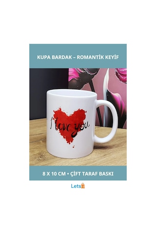I Love You Tasarımlı Porselen Kupa Bardak Çok Renkli