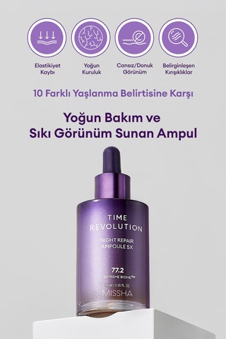 Missha Time Revolution Night Repair Ampoule 5X Probiyotik İçerikli Ampul 50 ML