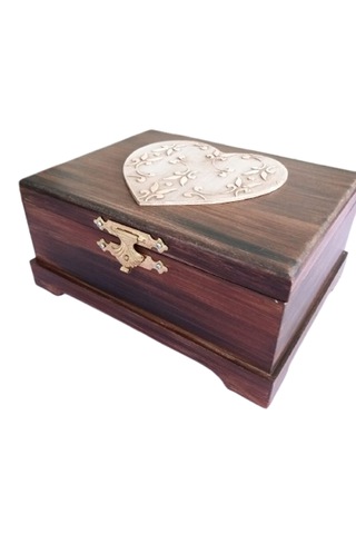 El Yapımı Eskitme Desenli Ahşap Bölmeli Kutu