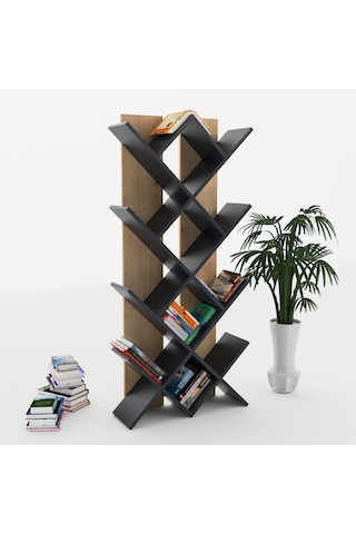 Lagomood Rahle Kitaplık Antrasit Meşe