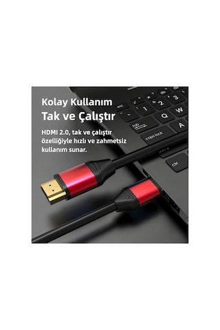 300cm Hdmı 2.0 İle 4k Ses Ve Görüntü 60hz Uhd Görüntü Aktarım Kablosu 19+1 Pin Erkek Erkek Tv Monitör Pc