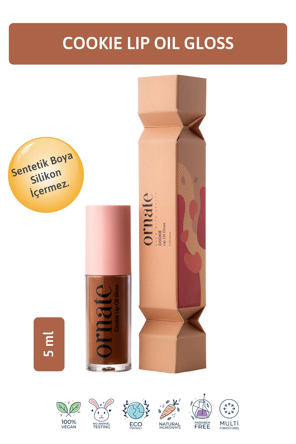 Cookie Lip Oil Gloss Dolgunlaştırıcı Efekt , Nemlendirici, Parlatıcı Simli Dudak Yağı Kurabiye 5 Ml 22 Kahverengi