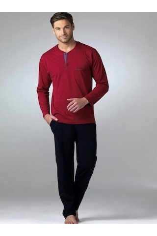 Pierre Cardin 5454 Bordo Penye Uzun Kol 4 Mevsimlik Çeyiz Pijam Bordo