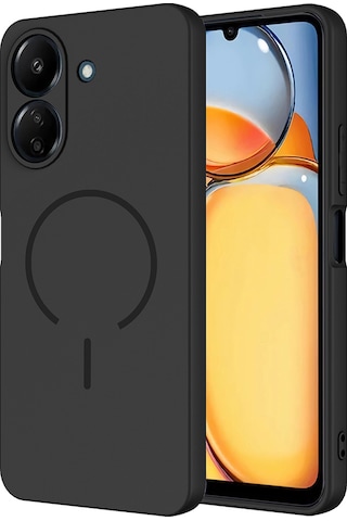 Xiaomi Redmi 13c Kılıf M-safe Şarj Özellikli Zore Meta Kapak Siyah