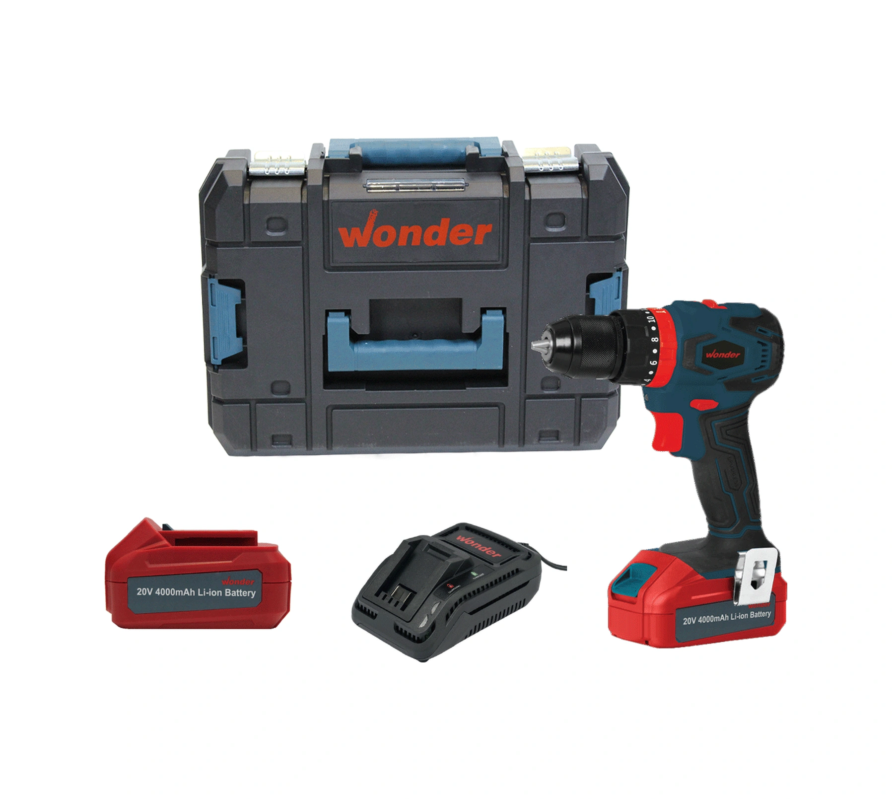 Wonder WAM24S4 20V 4.0AH Li-ion Çift Akülü Kömürsüz Darbeli Matkap