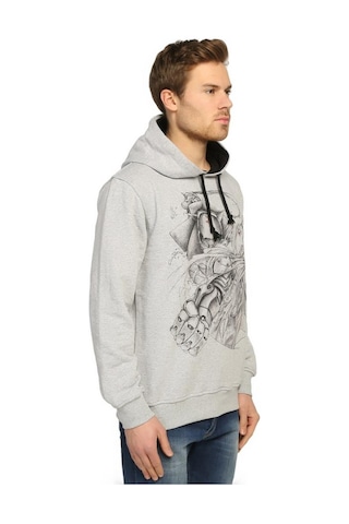 Bant Giyim - Fullmetal Alchemist Kapşonlu Erkek Sweatshirt Hoodie Gri