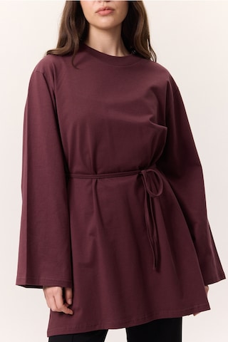 Bağlama Detaylı Oversıze Tshırt Bordo Bordo