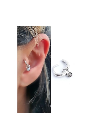 Zirkon Taş Detaylı 925ayar Gümüş Tragus Kıkırdak Helix Halka Piercing