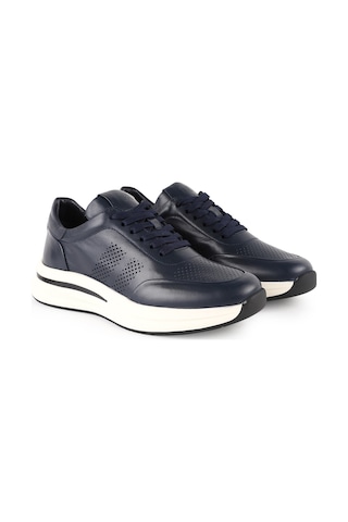 Lbr H1130 Antik Deri Erkek Sneaker - Eva Tabanlı Bağcıklı Günlük Spor Ayakkabı Lacivert