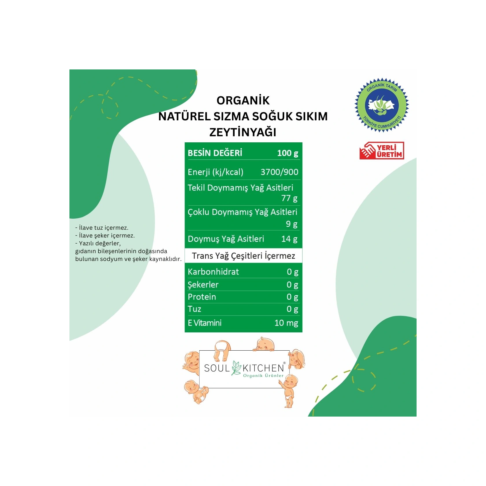 Soul Kitchen Organik Natürel Sızma Soğuk Sıkım Zeytinyağı 250  ML