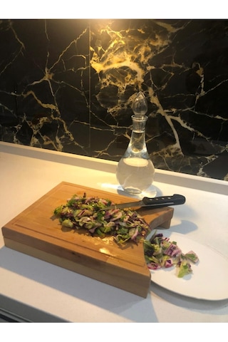 Salata Tahtası, Doğal Kayın Ağacı, Kesme Tahtası, Kanallı 34cm 22cm 3cm Ahşap