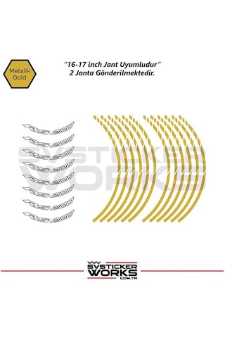 Bajaj Rs200 Jant Sticker Dış Ve İç Set Sticker Jant Şeridi Altın 97092393