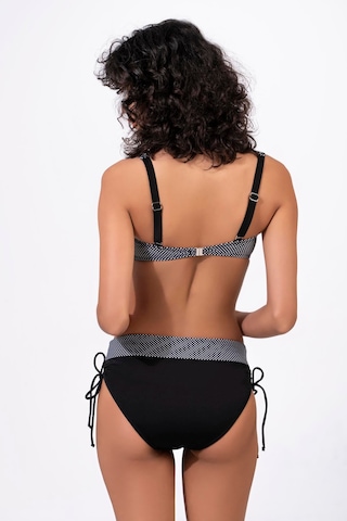 Endeep Kadın Puantiye Desenli Bağcık Detaylı Toparlayıcı Siyah Bikini Takımı