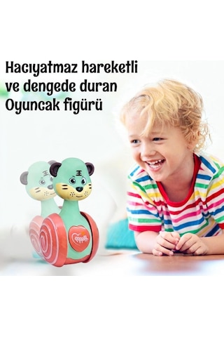 Craftivio Sevimli Kaplan Müzikli Hacıyatmaz Kahverengi - Eğitici Bebek Oyuncağı - Sesli Hareketli Denge Figürü