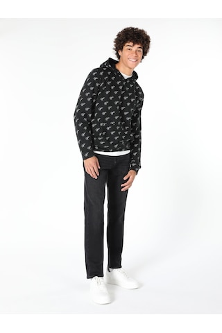 Colin's Regular Fit Baskılı Kapüşonlu Siyah Erkek Sweatshirt CL1059665_Q1.V2_BLK Siyah
