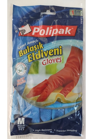 Polipak Bulaşık Eldiveni Gloves M Boy 8-8,5 Mavi