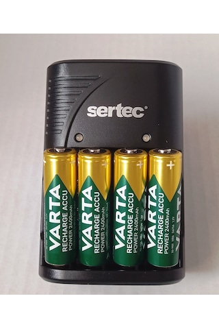 Varta 4 Adet Şarjlı 2100mah Aa Kalem Pil Promo Paket +sertec Stc-9v Aa-aaa Otomatik-hızlı Pil Şarj Cihazı