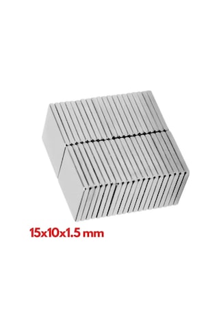 100 Adet 15x10x1.5 Mm Köşeli Neodyum Mıknatıs N35 Magnet Dayanıklı Nikel Kaplama Lisinya