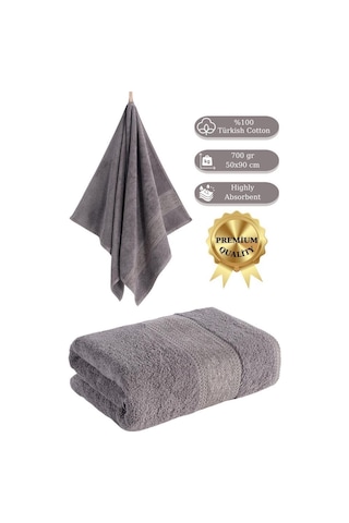 %100 Cotton Saç Havlusu Maura 50x90 Cm Gri