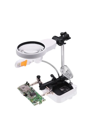 Mg16129dc Ledli Büyüteçli Pcb Bord Onarım Tamir Havya Standı