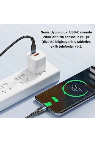 Essager 0.50cm 60w Pd Type C To Type C Şarj Kablosu, Akım, Isı Ve Güç Korumalı Ultra Sağlam Kablo