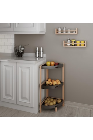 Hometarz Ahşap 3 Katlı Mutfak Banyo Düzenleyici Organizer Rafı