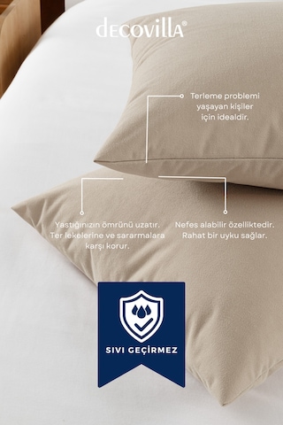Micro Fermuarlı Yastık Alezi 50x70 Sıvı Geçirmez Bej