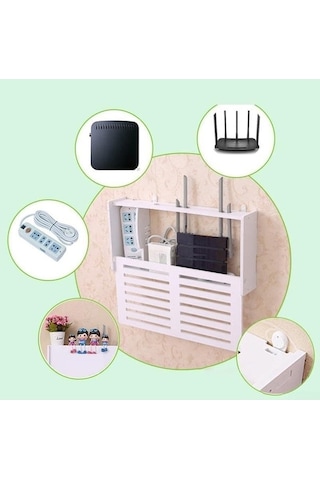 Monyee Küçük Panjurlu Duvar Kurulu Wifi Router Kutusu - Delme Yok Ev Ofis Tv Aleti Saklama Rafı Beyaz