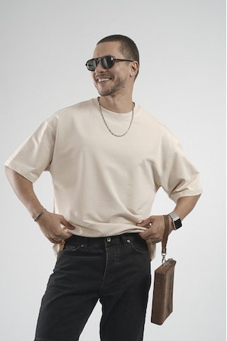 King Brich Oversize Kalıp Basic %100 Pamuklu Erkek Tişört Bej