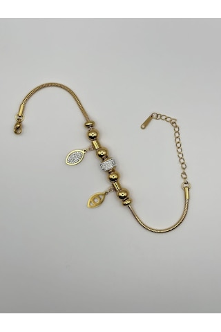 Arnes Jewelry Çelik Zirkon Taşlı Dorikalı Bileklik Ar154nes Gold