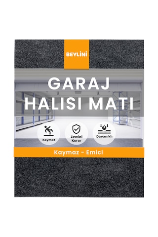 Beylini Garaj Yer Halısı Kaymaz Su Geçirmez Antrasit 183x188