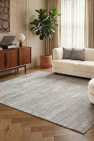 Badelya Home Gri Krem Modern Doğal Taban Saçaklı Özel Ölçü Salon Koridor Mutfak Çocuk Oturma Odası Halısı Yolluk Açık Gri-krem