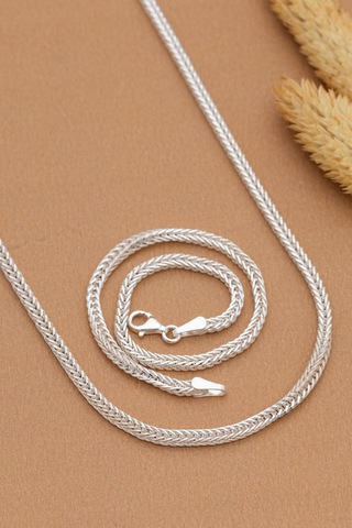 3mm Gümüş Beyaz Tilki Kuyruğu Model Kadın Kolye Bileklik Set