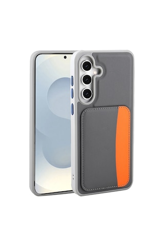 Zore Samsung Galaxy Uyumlu A36 Kılıf Kartlıklı Zore X-kart Silikon Kapak - Koyu Gri
