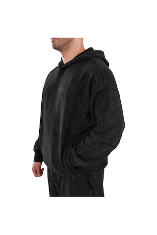 Kingsize Nutrition Kingsize Darksteel Antik Yıkamalı Oversize Sweatshirt Siyah Siyah