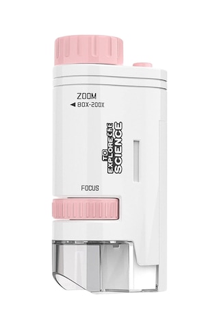 Aubyhe Çocuklar İçin El Tipi Mikroskop - 60-200x Büyütme, Led Işık Ve Göz Koruma Özellikli, Taşınabilir Fen Oyuncak Pembe
