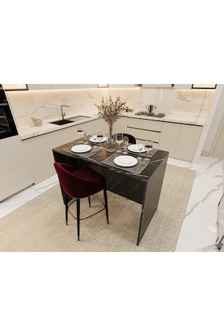 Asra Trend Mutfak Adası MA-03 %100 MDF Yemek ve Bar Masası Royal Mermer
