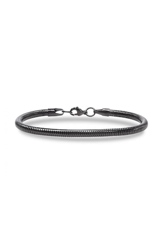Erkek Spiral Örgü Çelik Zincir Bileklik 6mm 9263 Siyah