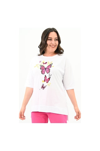 Kadın Büyük Beden Kelebek Baskı Detaylı T-shirt Takım 8114-25 001