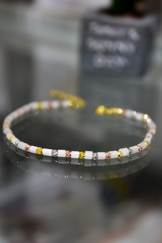Papatya Silver 925 Ayar Gümüş Gold Kaplama Dorika Toplu , Kesme Boru Boncuk Bileklik