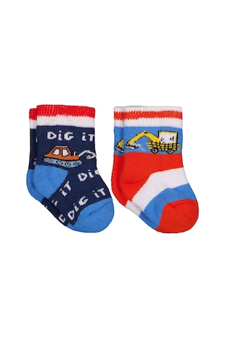 Civil Baby İş Makinesi Havlu 6- 2'li Bebek Erkek Çorap Set - Standart 6 Ay