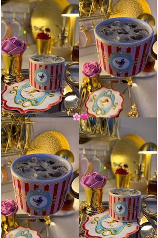 2'li Lüks Piano Bird Pink Kupa-3979 Kırmızı